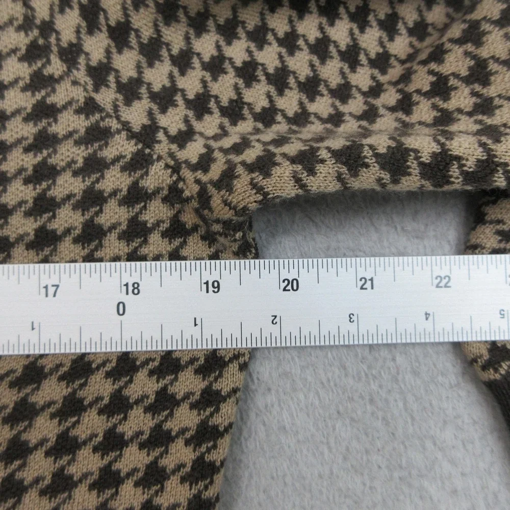 Talbots Merino Wool Sweater Womens Petite Large Brown Houndstooth Classic Preppy